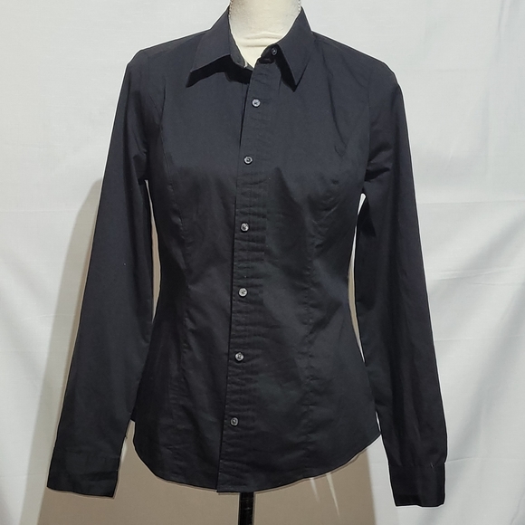 Express Tops - Express The Essential Shirt Size Small Black Collared Button Down F332